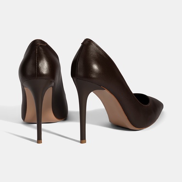  Kadın Kahve Deri Stiletto