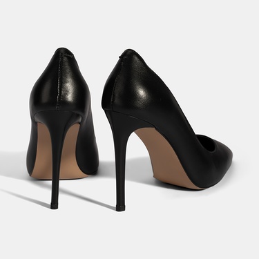  Kadın Siyah Deri Stiletto