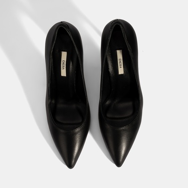  Kadın Siyah Deri Stiletto