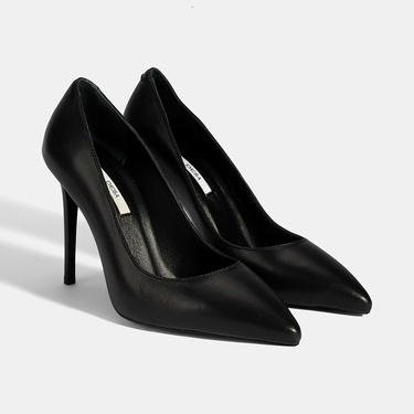  Kadın Siyah Deri Stiletto