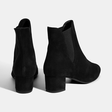  Kadın Siyah DesaComfort Lastikli Süet Chelsea Bot