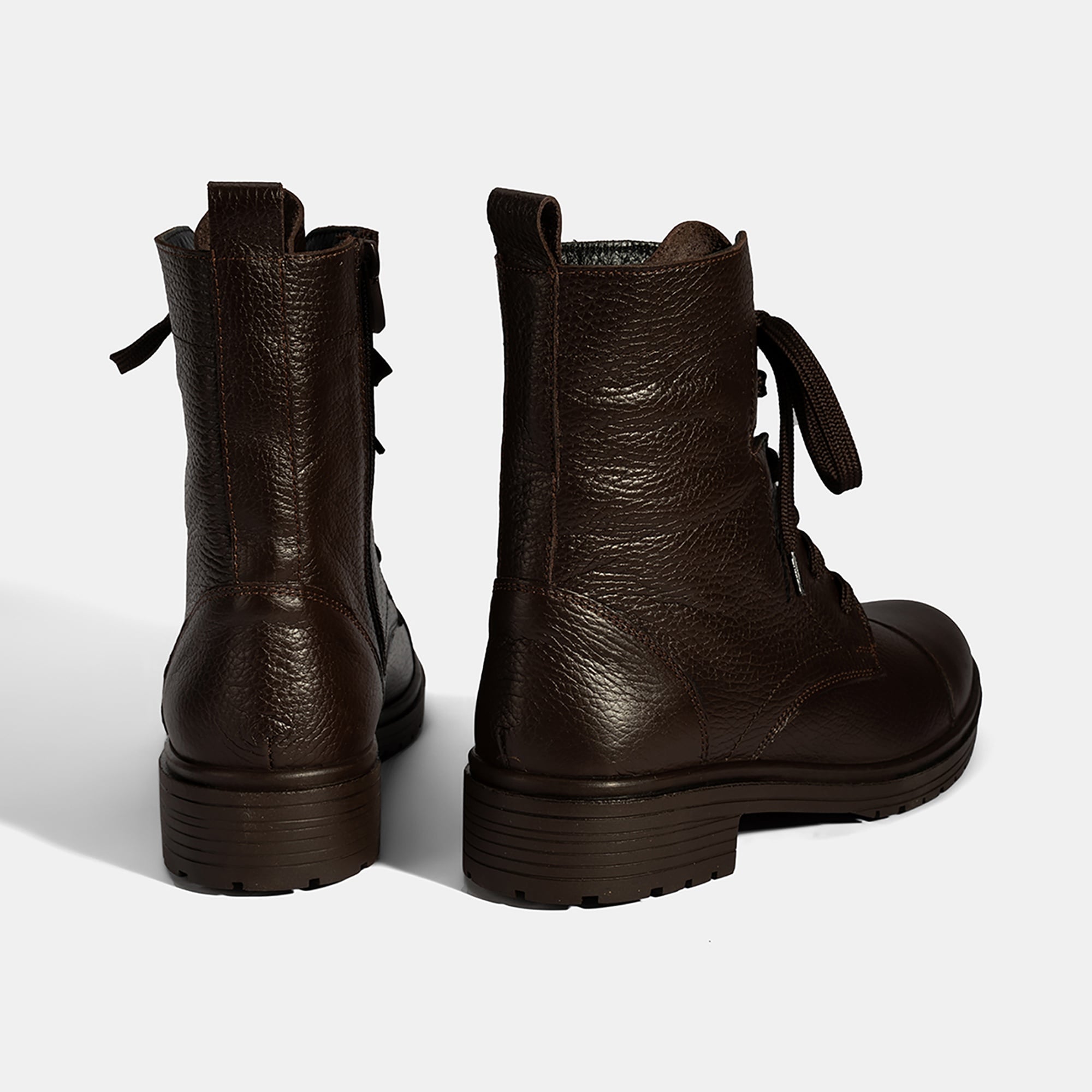 Kadın Kahve Bağcıklı Deri Postal Bot