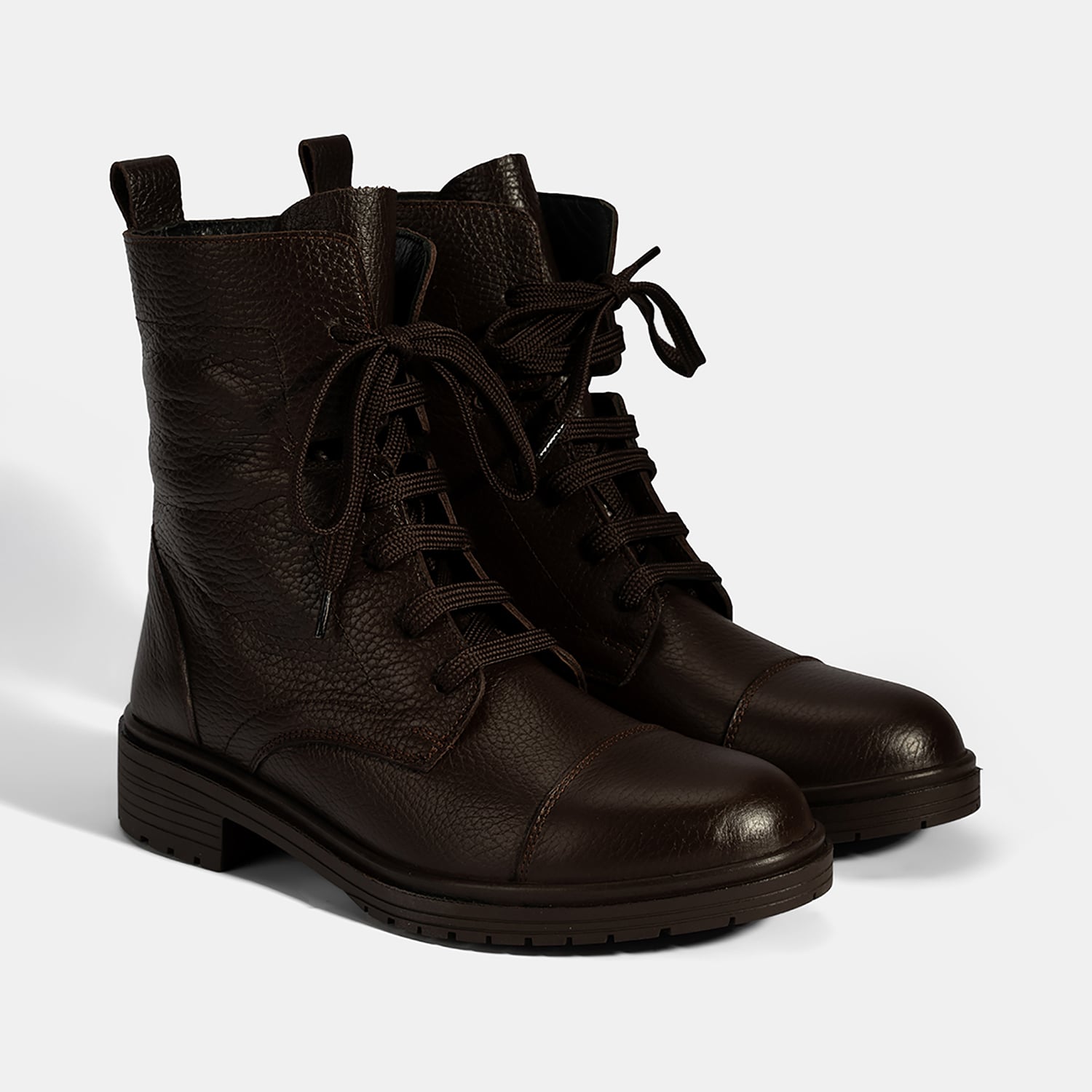  Kadın Kahve Bağcıklı Deri Postal Bot