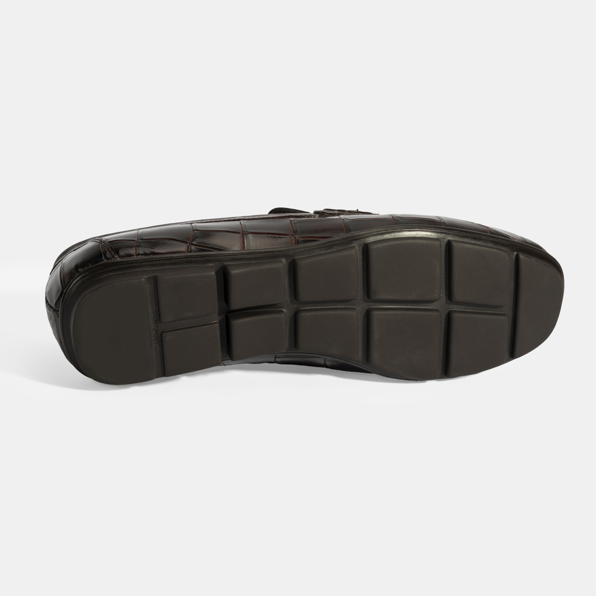 Erkek Kahve Kroko Baskılı Deri Loafer