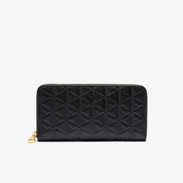  Lacoste Maheki Kadın Monogram Deri  Siyah Cüzdan