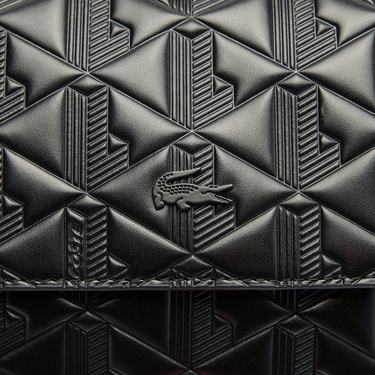  Lacoste Maheki Kadın Monogram Deri Siyah Omuz Çantası