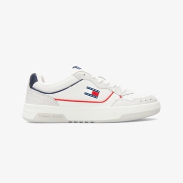  Tommy Jeans Cupsole Elevated Leather Erkek Beyaz Sneaker
