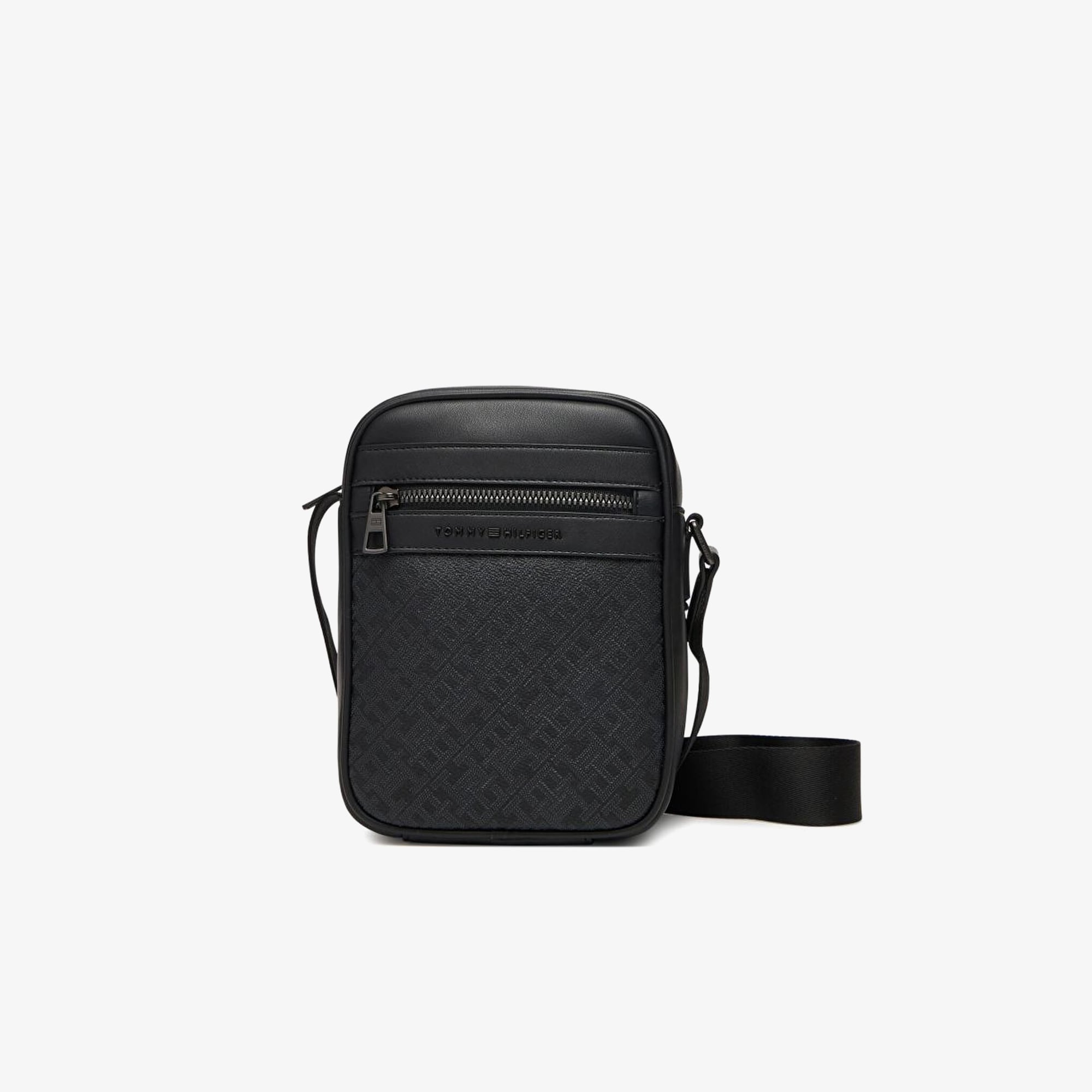  Tommy Hilfiger Monogram Mini Reporter Erkek Siyah Çapraz Çanta