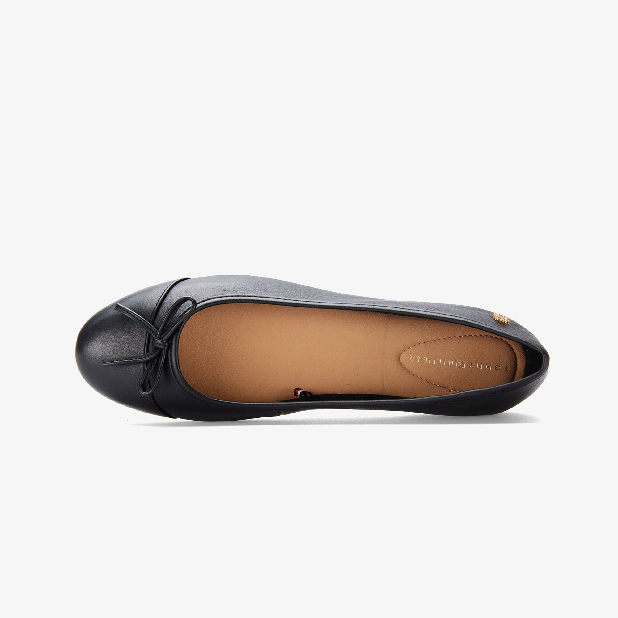 Tommy Hilfiger Toe Leather Ballerina Kadın Siyah Babet