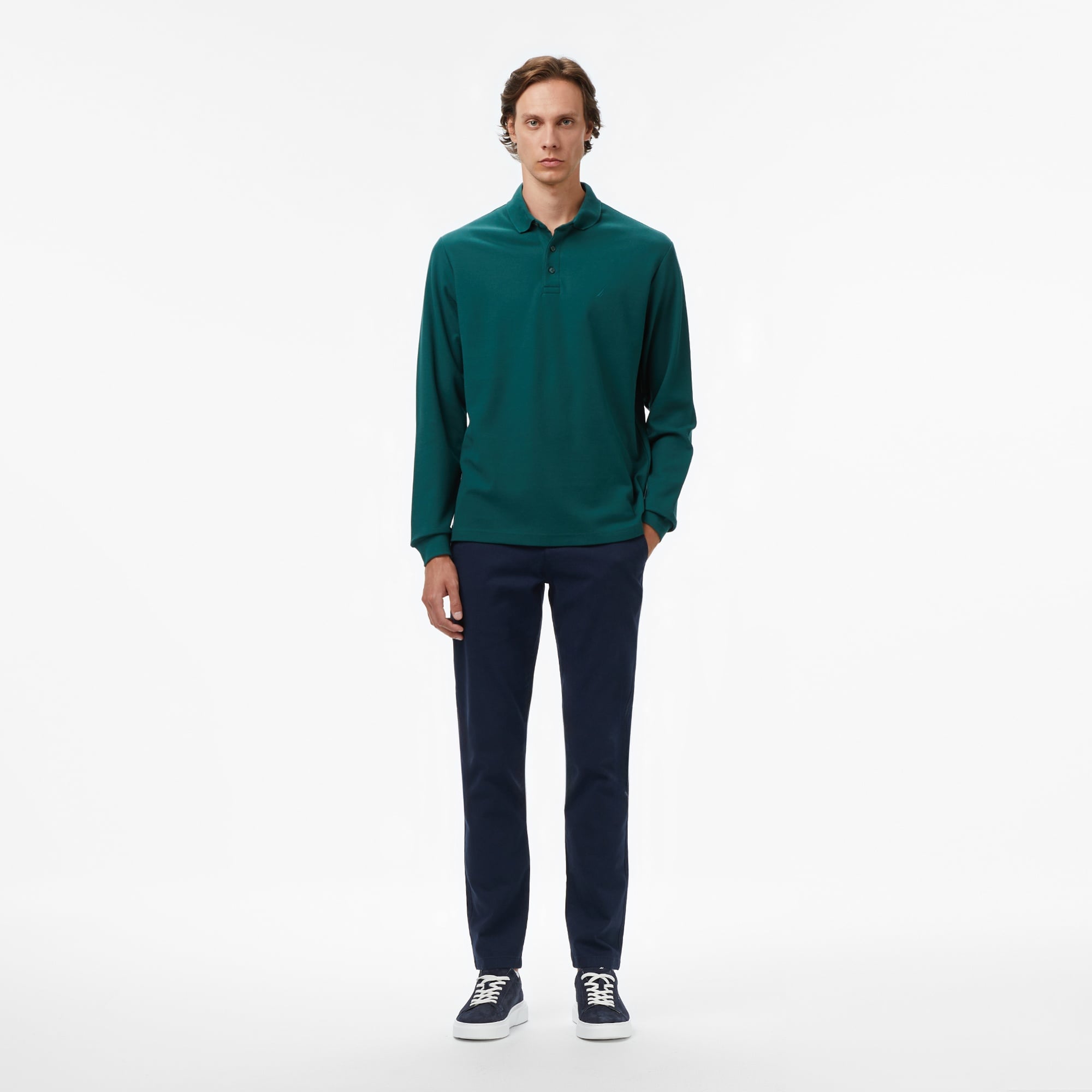 Nautica Erkek Yeşil Classic Fit Uzun Kollu Polo Yaka T-Shirt