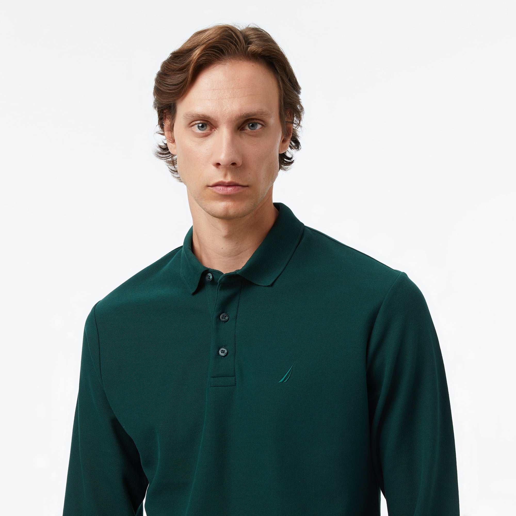 Nautica Erkek Yeşil Classic Fit Uzun Kollu Polo Yaka T-Shirt