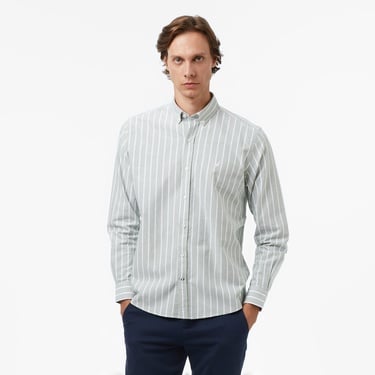  Nautica Erkek Yeşil Classic Fit Çizgili Gömlek