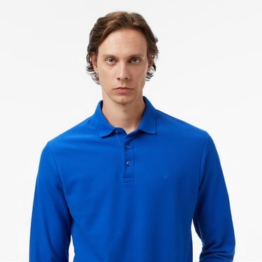  Nautica Classic Fit Uzun Kollu Polo Yaka Erkek Mavi T-shirt