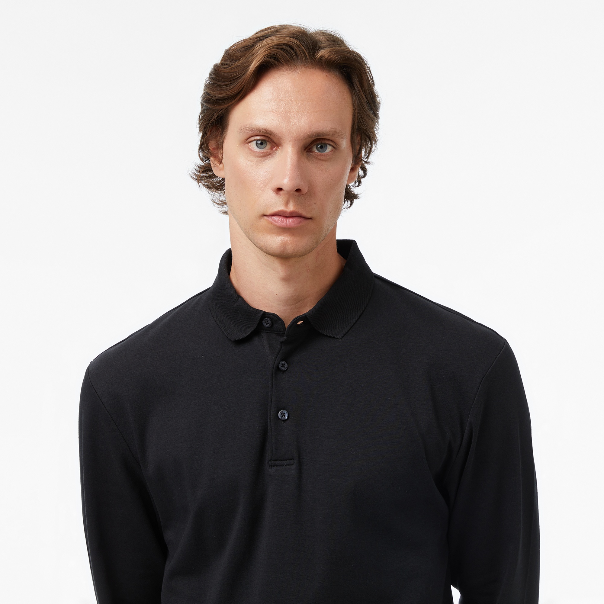 Nautica Erkek Siyah Classic Fit Uzun Kollu Polo Yaka T-Shirt