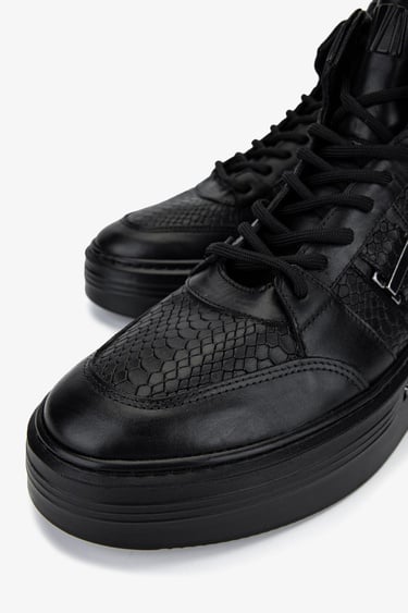  Valmenti Erkek Hakiki Deri Siyah Casual Bot