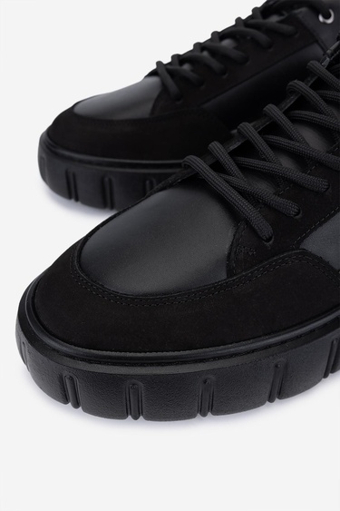  Valmenti Erkek Siyah Hakiki Deri Sneakers & Spor Ayakkabı