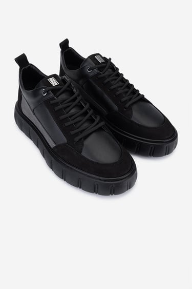  Valmenti Erkek Siyah Hakiki Deri Sneakers & Spor Ayakkabı