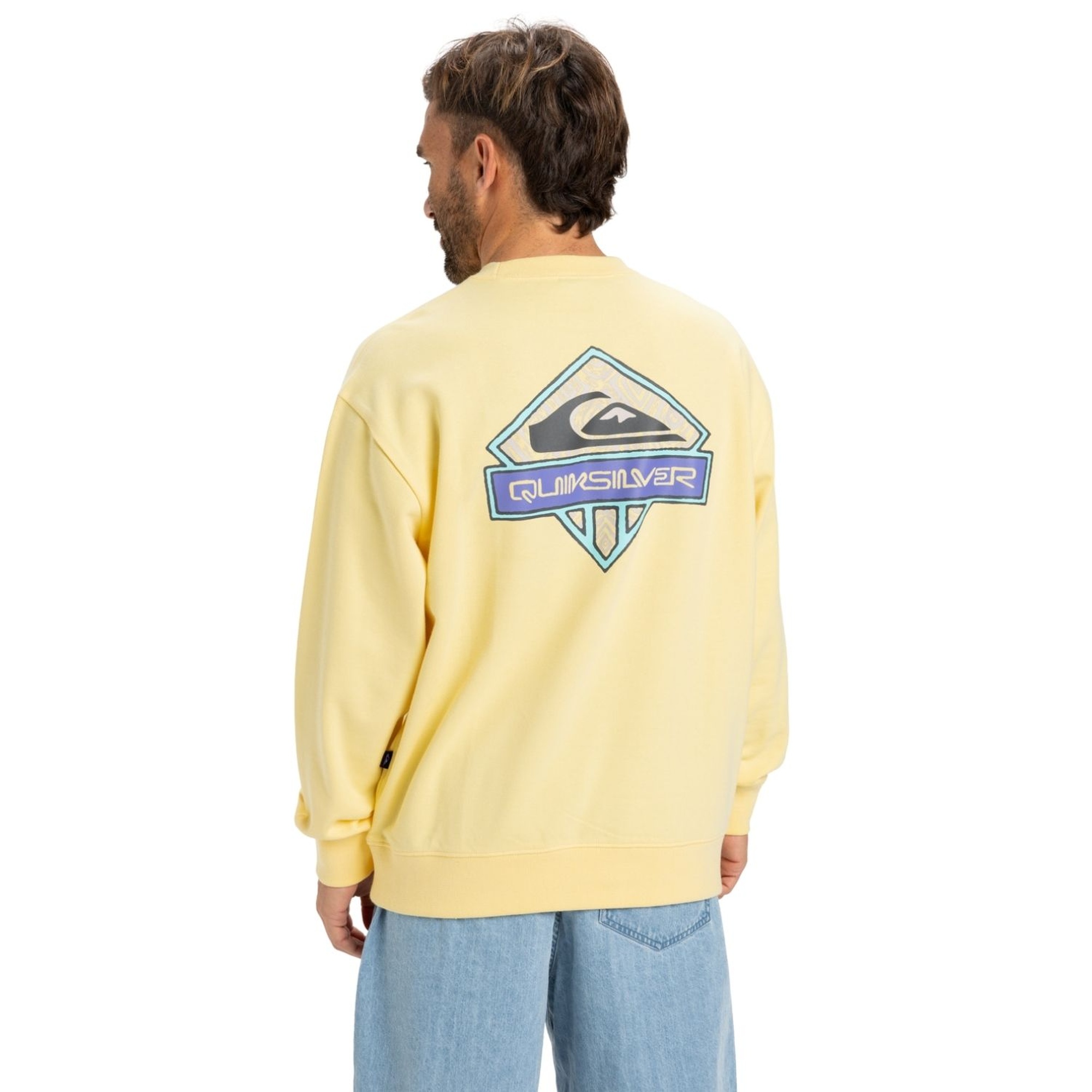 Quiksilver Spin Cycle Crew Erkek Sarı Sweatshirt