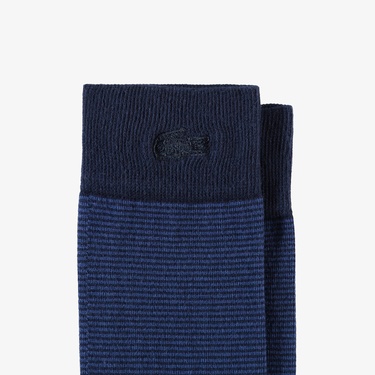  Lacoste Erkek Çizgili Lacivert Çorap