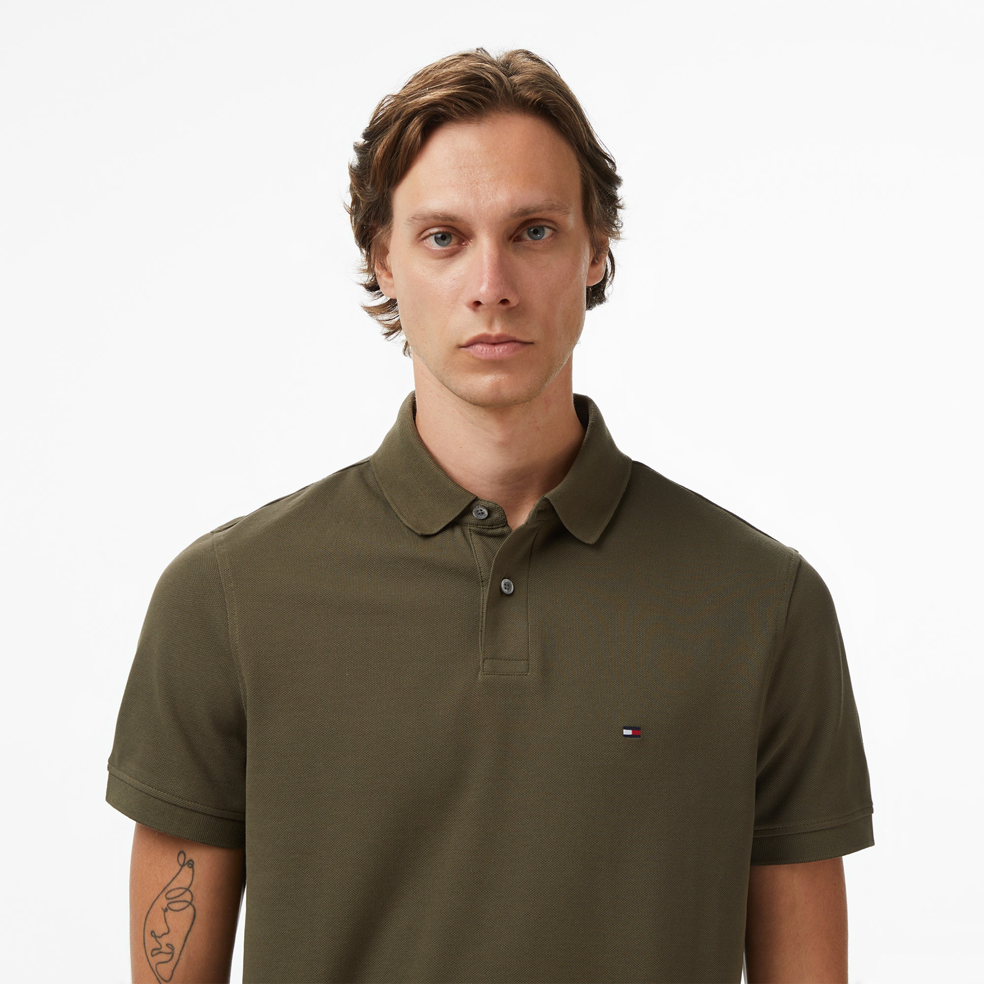 Tommy Hilfiger Erkek Haki Polo Yaka T-Shirt