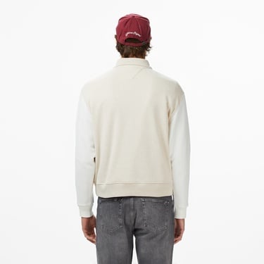  Tommy Jeans Relax Colorblock Mono Erkek Bej Sweatshirt