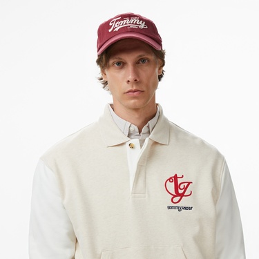  Tommy Jeans Relax Colorblock Mono Erkek Bej Sweatshirt
