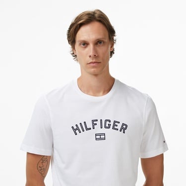  Tommy Hilfiger Flock Erkek Beyaz T-Shirt
