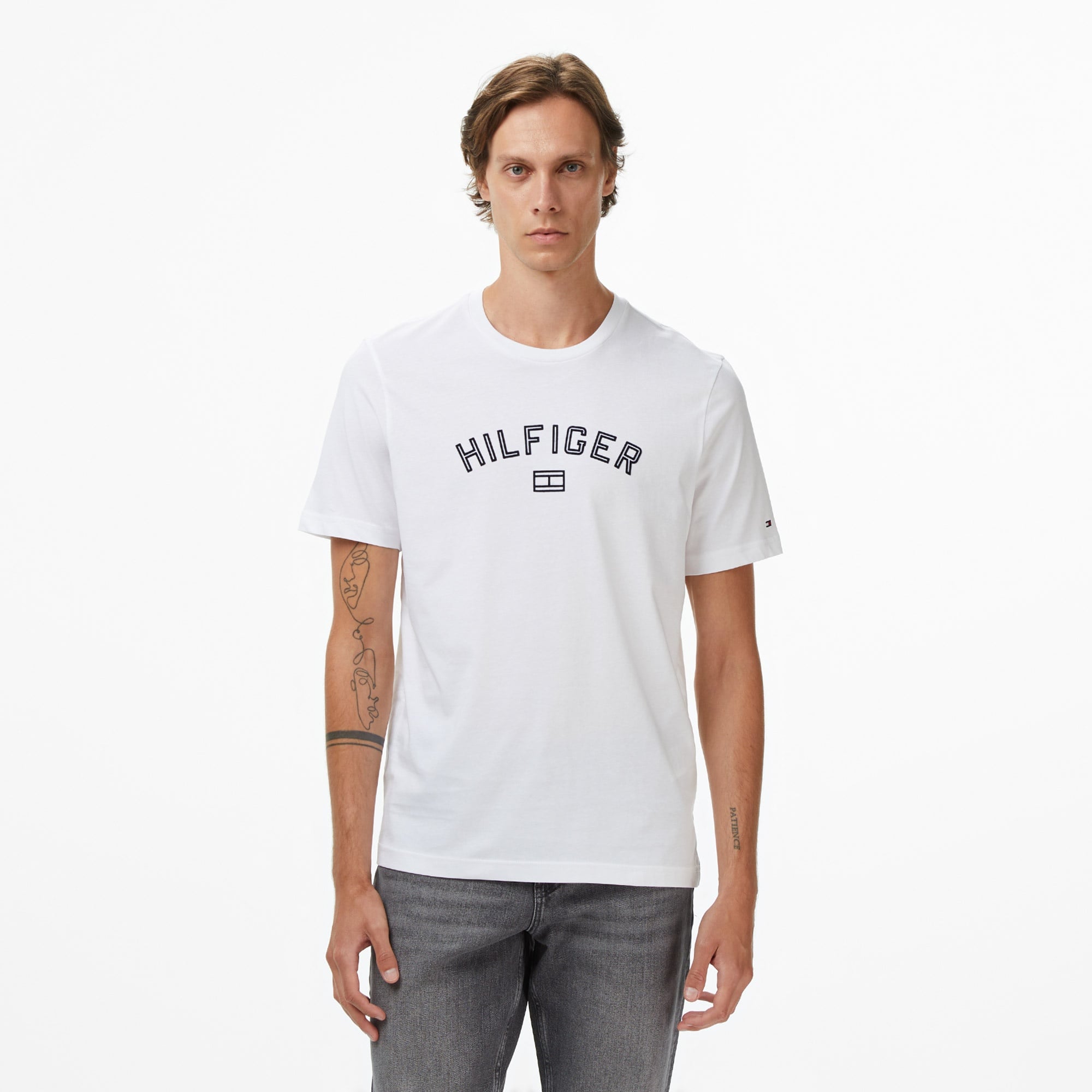 Tommy Hilfiger Flock Erkek Beyaz T-Shirt
