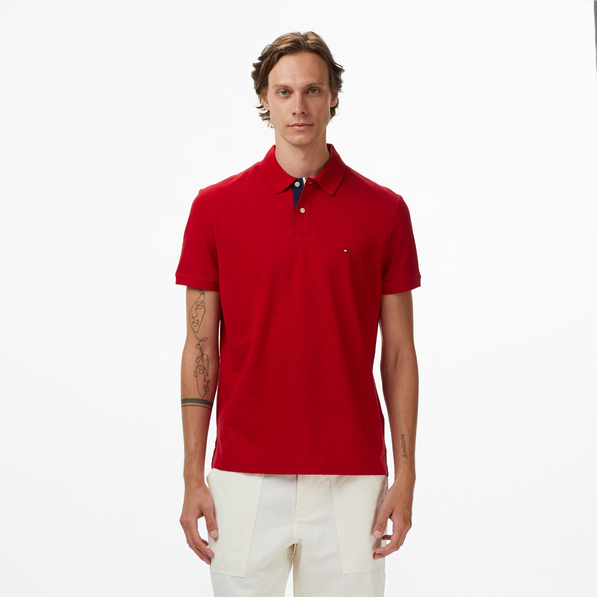  Tommy Hilfiger Contrast Collar Erkek Kırmızı Polo Yaka T-Shirt