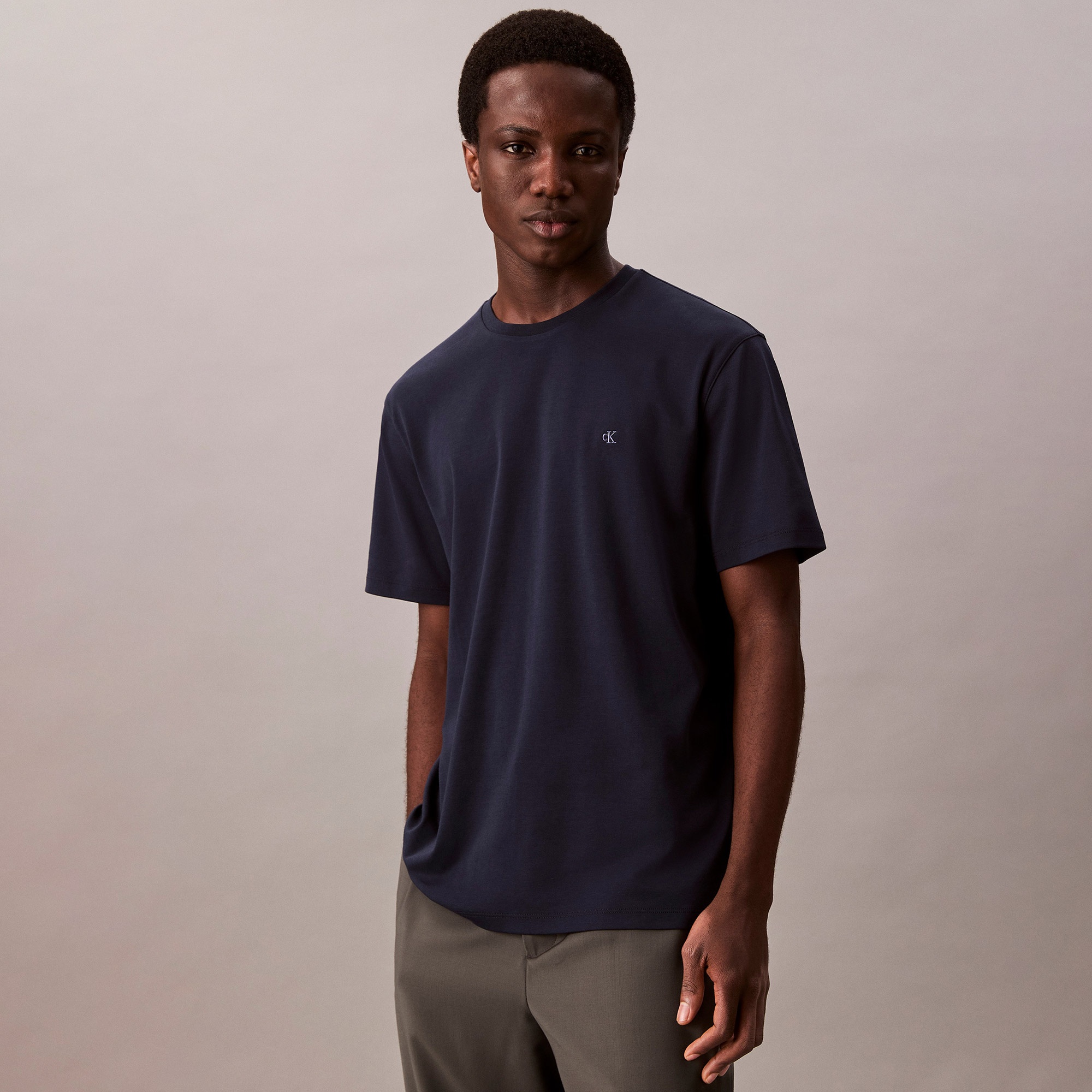 Calvin Klein Supima Chest Erkek Mavi T-Shirt