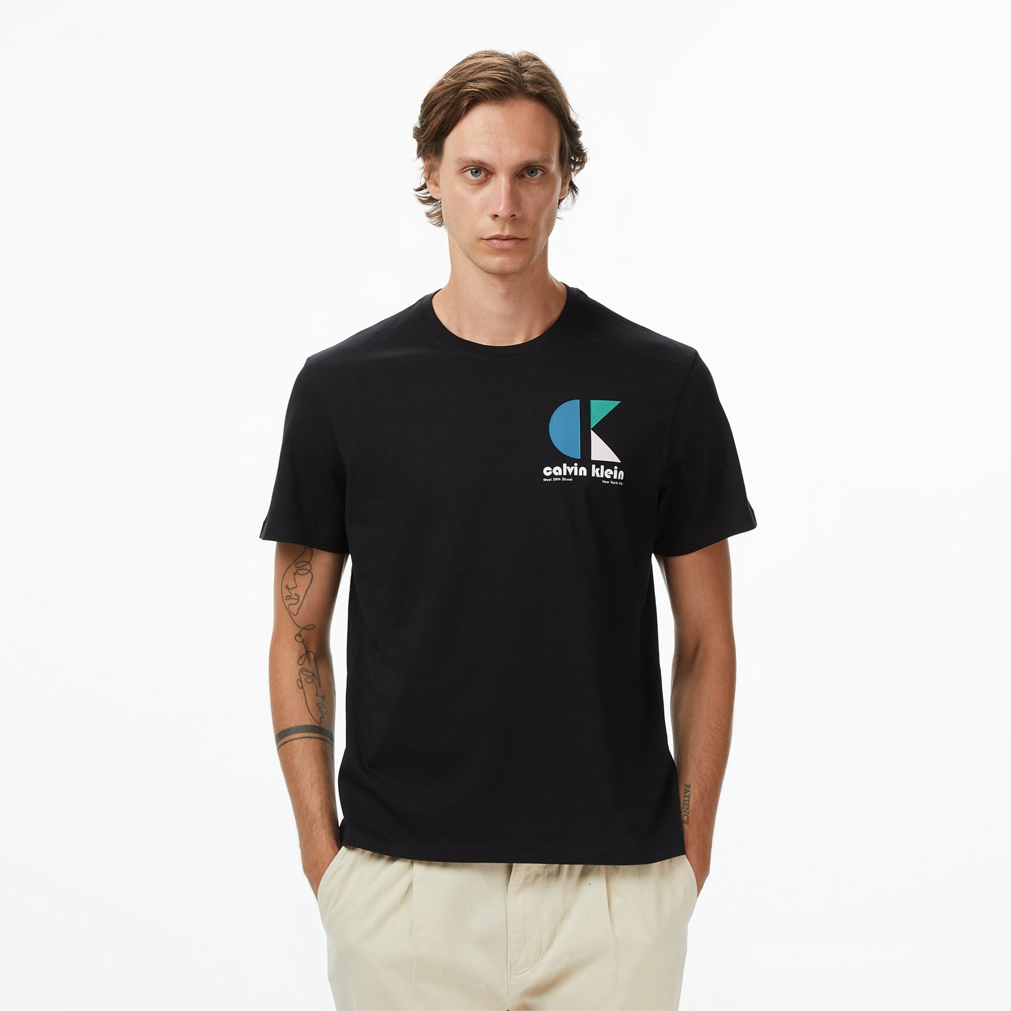 Calvin Klein Bauhaus Logo Graphic Erkek Siyah T-Shirt