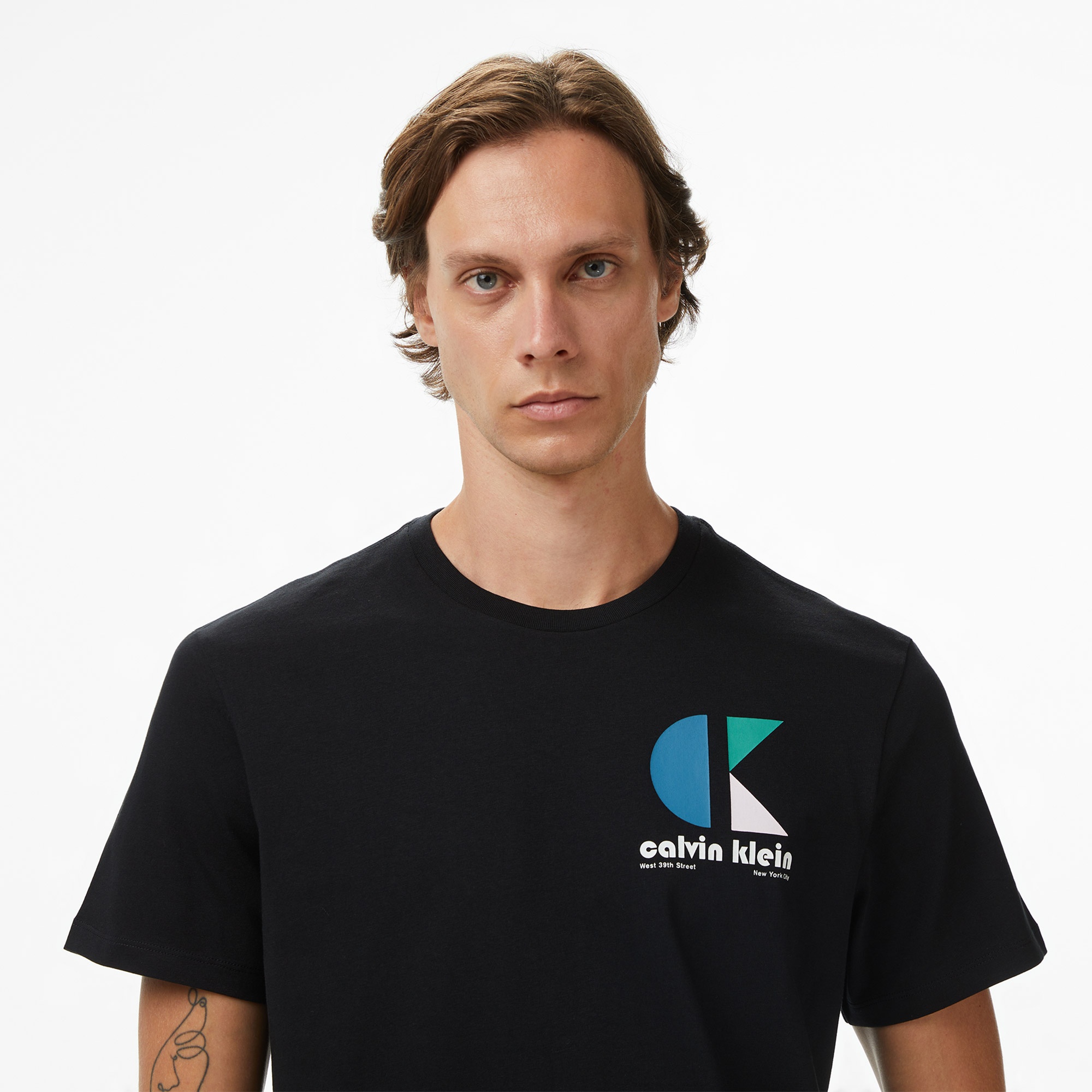 Calvin Klein Bauhaus Logo Graphic Erkek Siyah T-Shirt