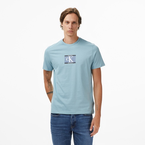  Calvin Klein Box Tape Graphic Erkek Mavi T-Shirt