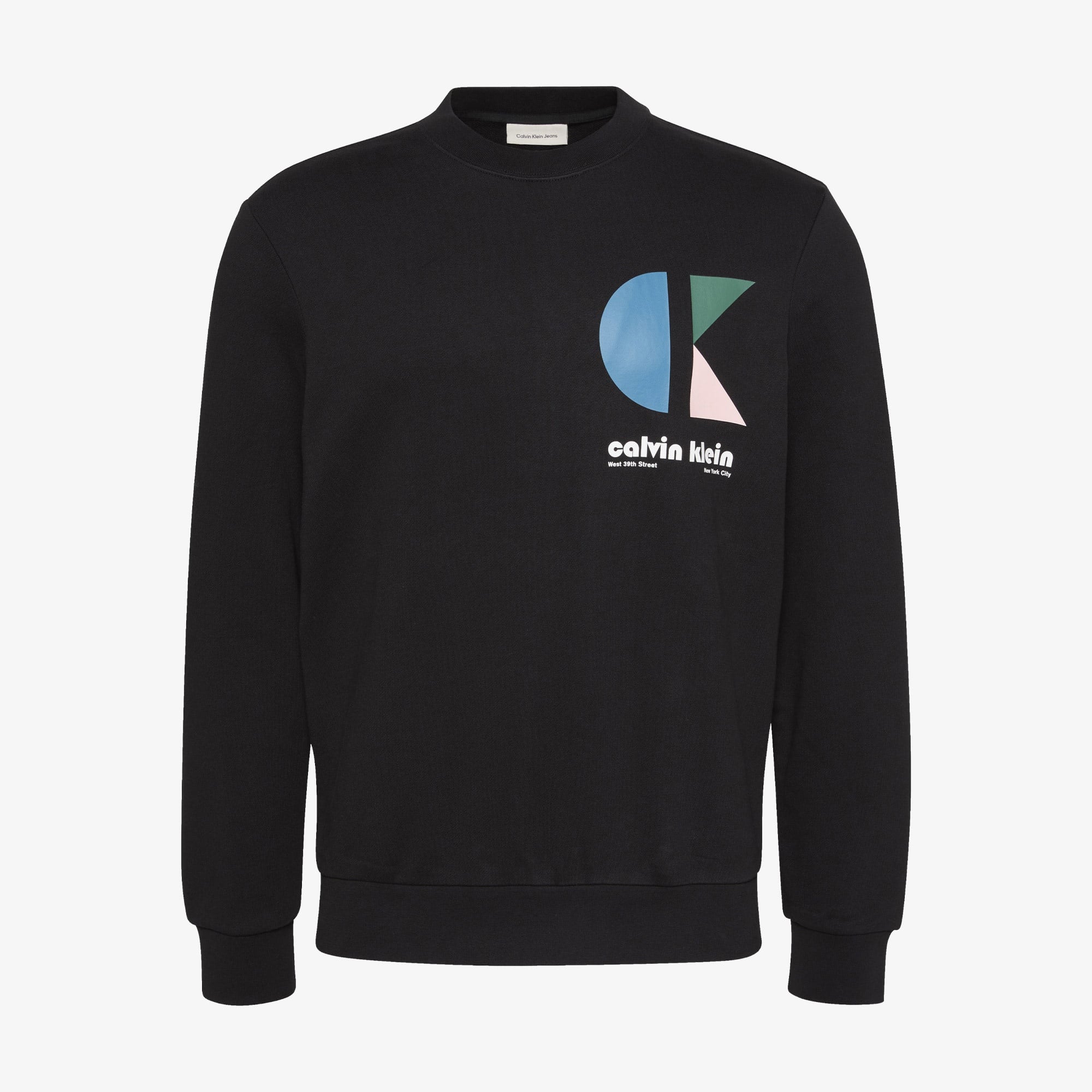 Calvin Klein Terry Bauhaus Logo Erkek Siyah Sweatshirt