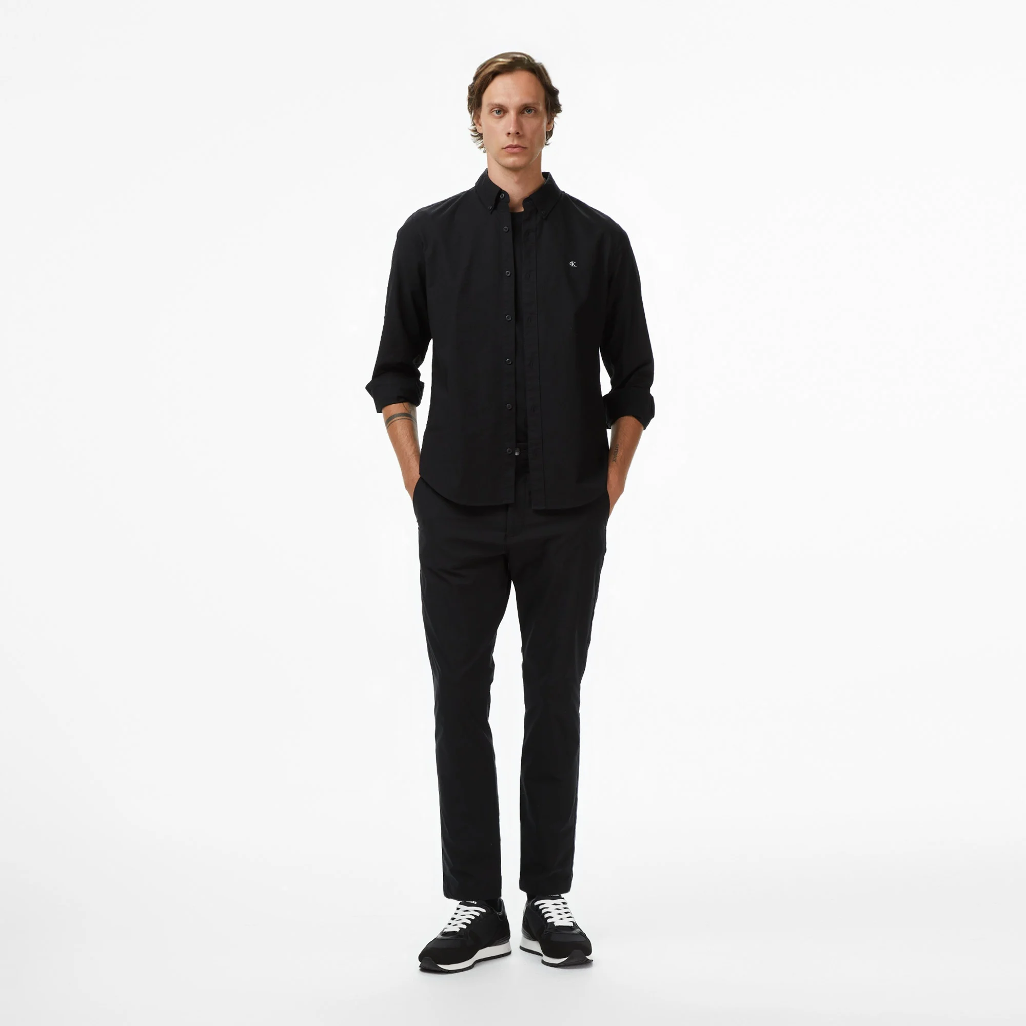 Calvin Klein Solid Oxford Classic Erkek Siyah Gömlek