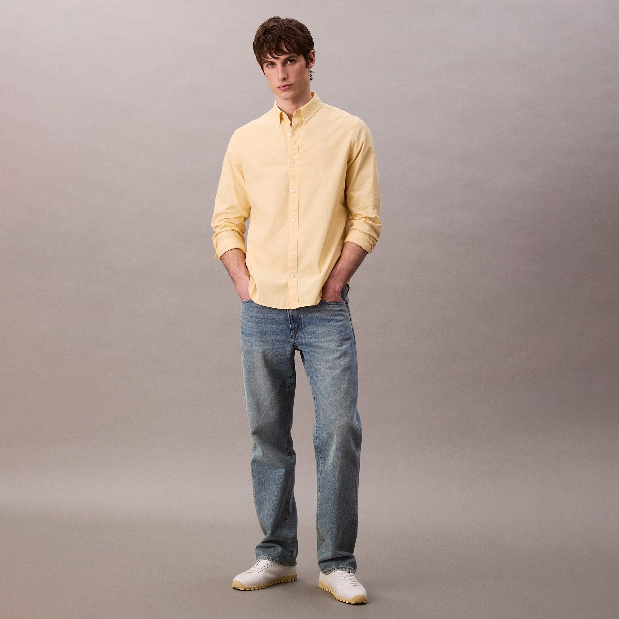 Calvin Klein Solid Oxford Classic Erkek Sarı Gömlek