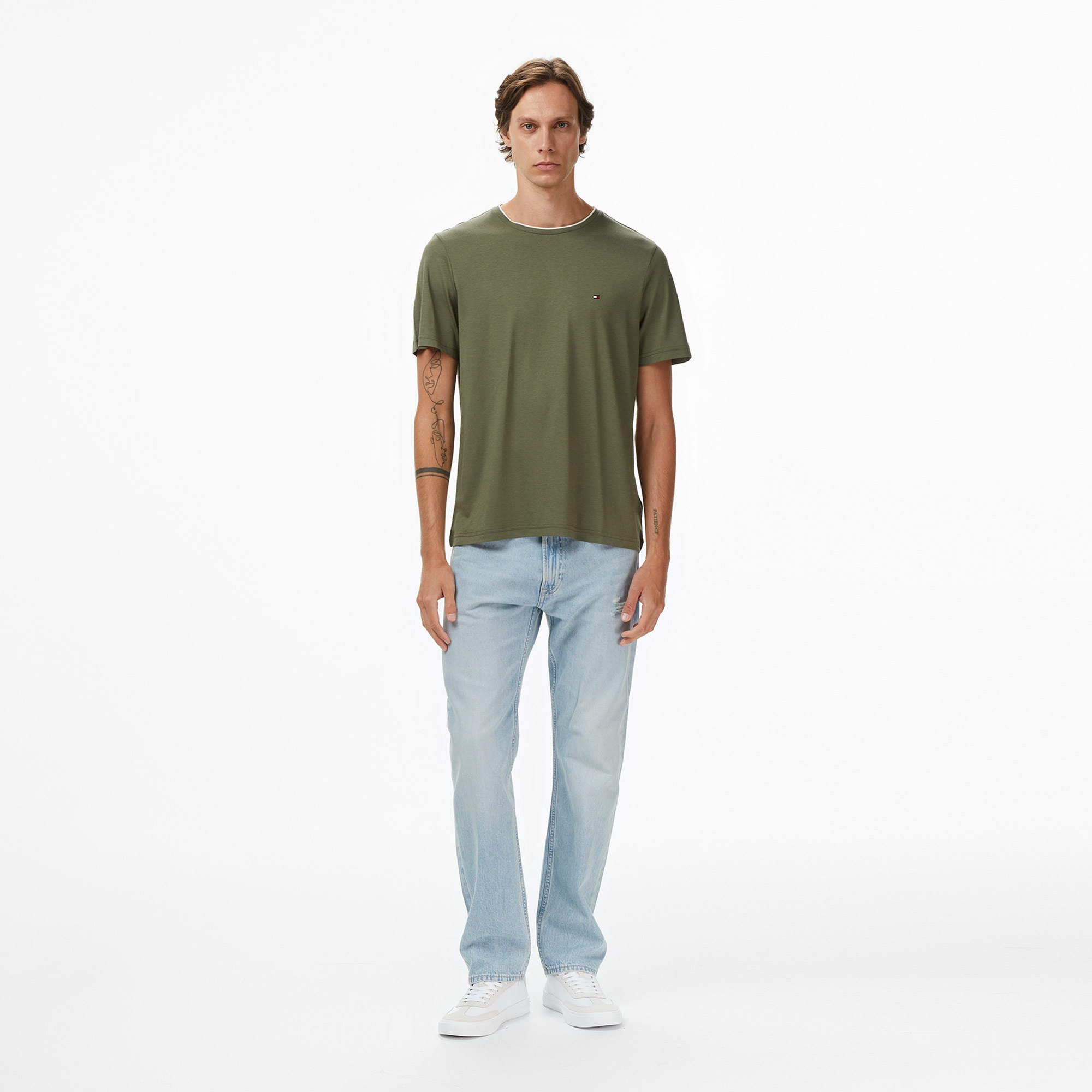 Tommy Hilfiger Cotton Modal Erkek Yeşil T-Shirt