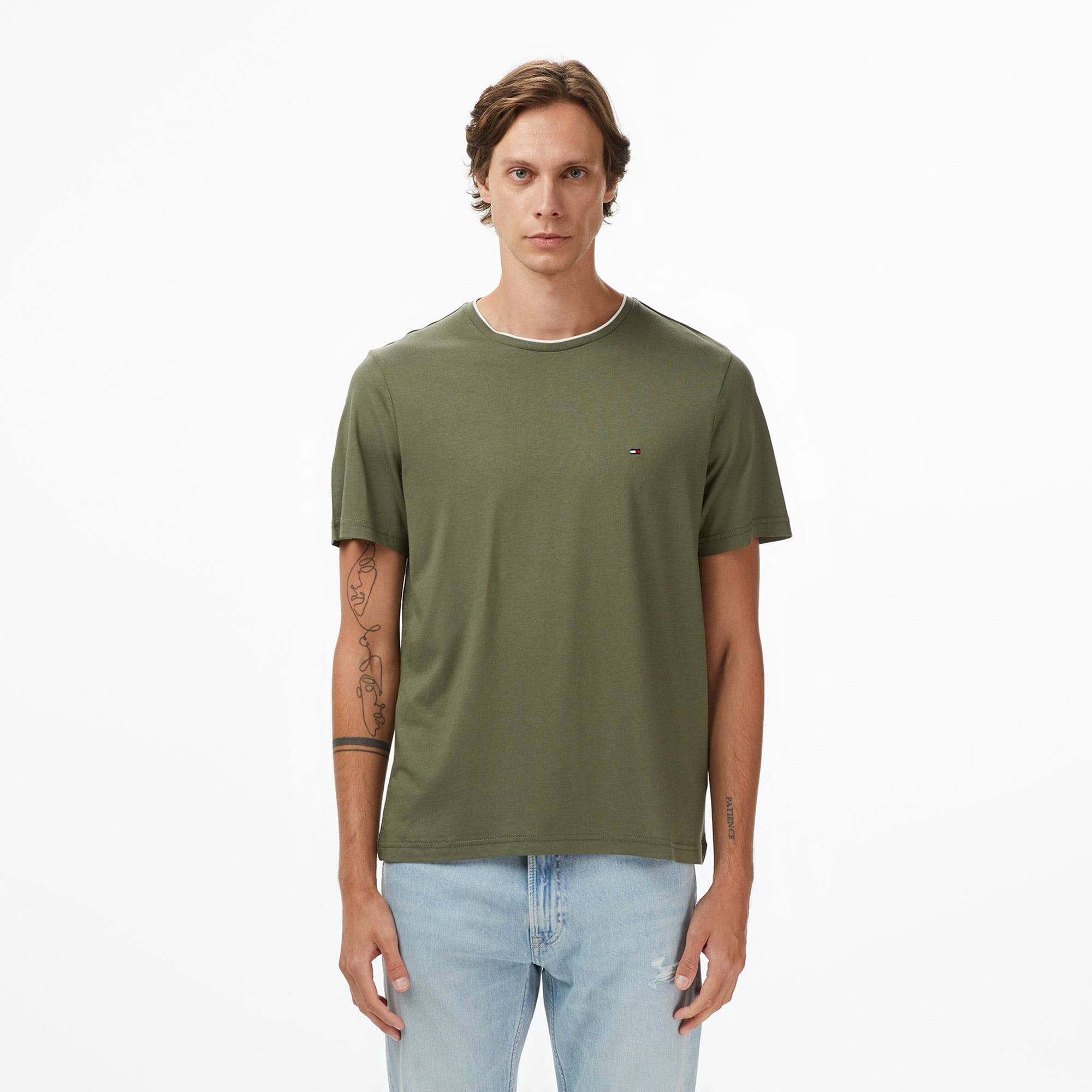  Tommy Hilfiger Cotton Modal Erkek Yeşil T-Shirt