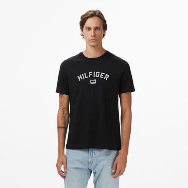  Tommy Hilfiger Flock Varsity Erkek Siyah T-Shirt