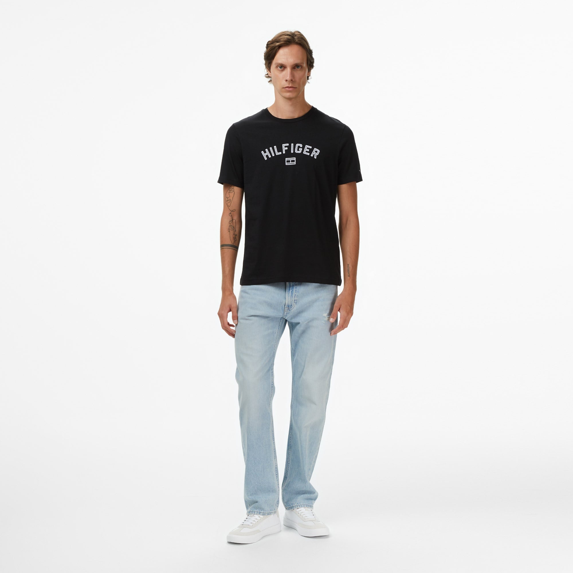 Tommy Hilfiger Flock Varsity Erkek Siyah T-Shirt