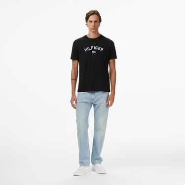  Tommy Hilfiger Flock Varsity Erkek Siyah T-Shirt