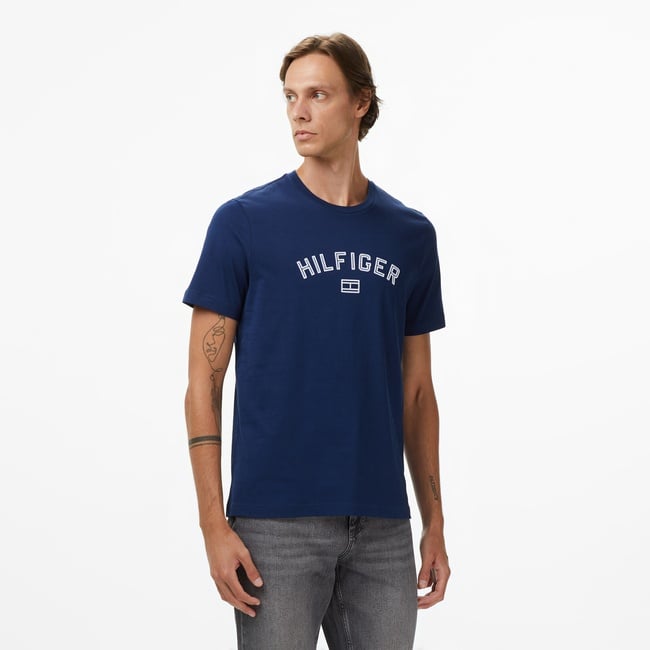  Tommy Hilfiger Flock Varsity Erkek Lacivert T-Shirt