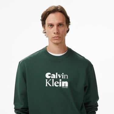  Calvin Klein Terry Calvin Bold Graphic Erkek Yeşil Sweatshirt