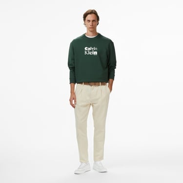  Calvin Klein Terry Calvin Bold Graphic Erkek Yeşil Sweatshirt