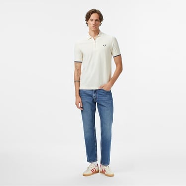 Fred Perry Crepe Pique Zip Neck Erkek Bej Polo