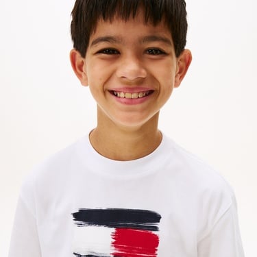 Tommy Hilfiger Flag Archive Çocuk Beyaz T-Shirt