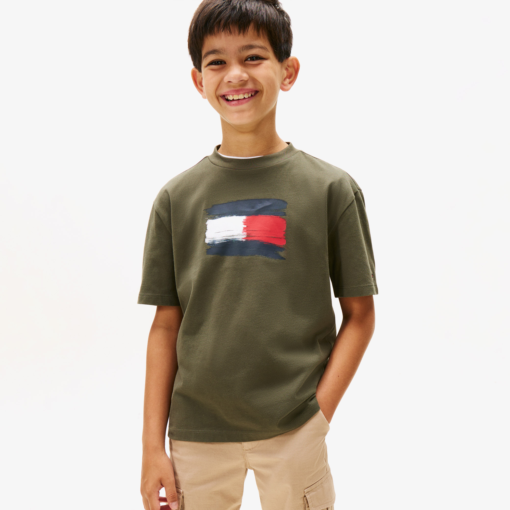  Tommy Hilfiger Flag Archive Çocuk Yeşil T-Shirt