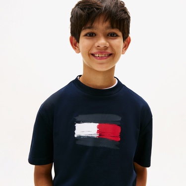  Tommy Hilfiger Flag Archive Çocuk Lacivert T-Shirt