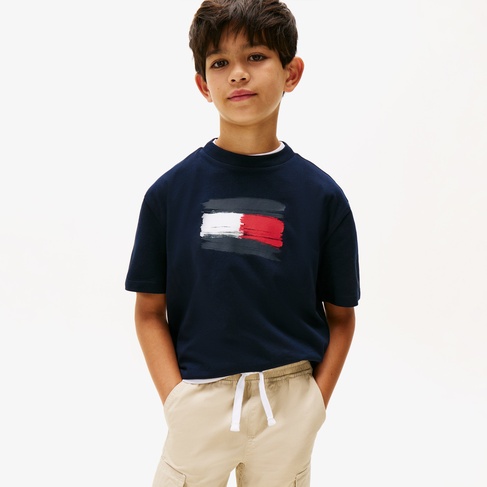  Tommy Hilfiger Flag Archive Çocuk Lacivert T-Shirt