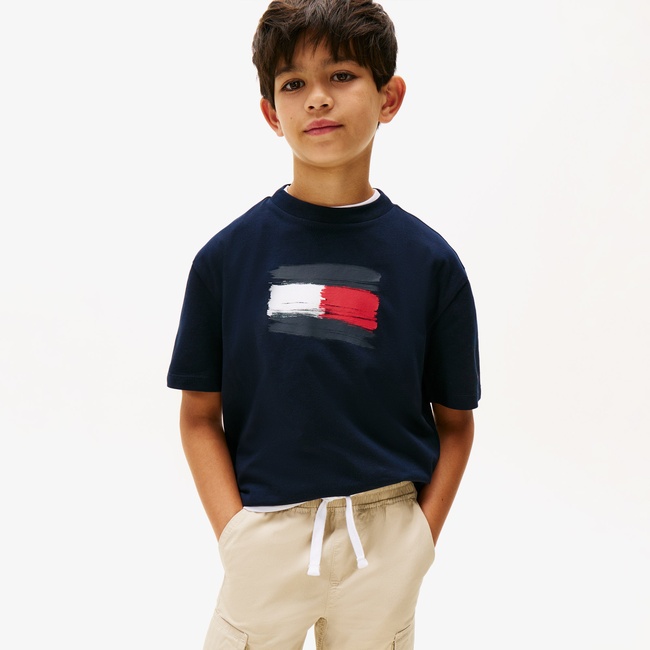  Tommy Hilfiger Flag Archive Çocuk Lacivert T-Shirt